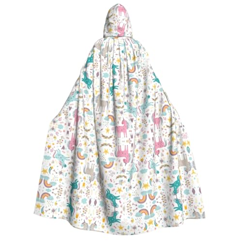 IPPONGET Unisex-Kapuzenumhang mit Einhorn-Aufdruck, für Erwachsene, Halloween, Cosplay, Renaissance, Messen, mit Kapuze von IPPONGET