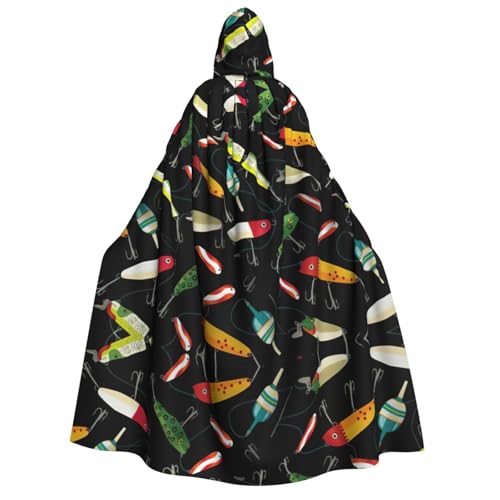IPPONGET Unisex Kapuzenumhang mit Fischköderaufdruck, für Erwachsene, für Halloween, Cosplay, Renaissance, Messen, mit Kapuze IPPONGET Unisex Kapuzenumhang mit Fischköderaufdruck, für Erwachsene, für Halloween, Cosplay, Renaissance, Messen, mit Kapuze von IPPONGET