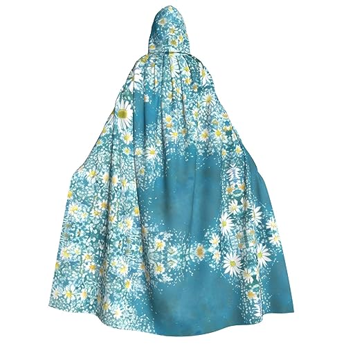 IPPONGET Unisex Kapuzenumhang mit Gänseblümchen-Aufdruck, für Erwachsene, für Halloween, Cosplay, Renaissance-Messen, mit Kapuze von IPPONGET