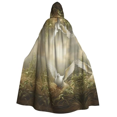 IPPONGET Unisex Kapuzenumhang mit Gras- und Tauben-Druck, für Erwachsene, für Halloween, Cosplay, Renaissance-Messen von IPPONGET
