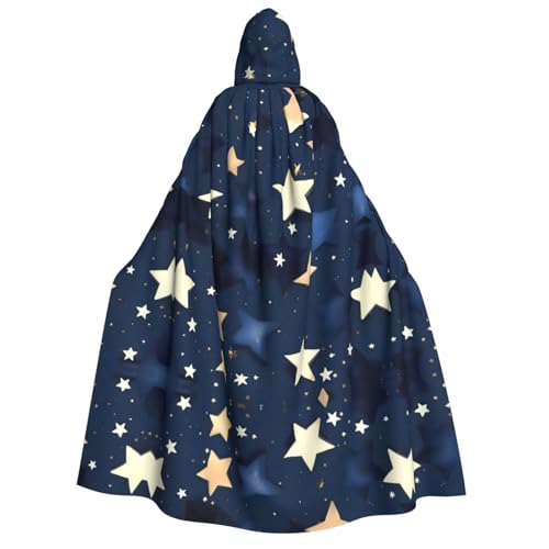 IPPONGET Unisex-Kapuzenumhang mit Himmel und Sternen, für Erwachsene, für Halloween, Cosplay, Renaissance-Messen, Marineblau von IPPONGET