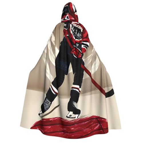 IPPONGET Unisex Kapuzenumhang mit Hockey-Sportaufdruck, für Erwachsene, für Halloween, Cosplay, Renaissance-Messen, mit Kapuze von IPPONGET
