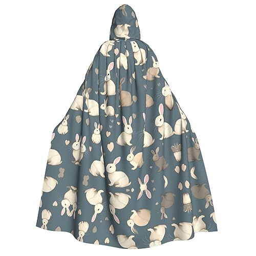 IPPONGET Unisex Kapuzenumhang mit Kaninchen-Hintergrund, Umhang für Erwachsene, für Halloween, Cosplay, Renaissance-Messen, mit Kapuze von IPPONGET