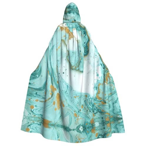 IPPONGET Unisex Kapuzenumhang mit Kapuze für Erwachsene, für Halloween, Cosplay, Renaissance, Messen, Türkis, Gold, Marmor-Druck, mit Kapuze IPPONGET Unisex Kapuzenumhang mit Kapuze für Erwachsene, für Halloween, Cosplay, Renaissance, Messen, Türkis, Gold, Marmor-Druck, mit Kapuze von IPPONGET