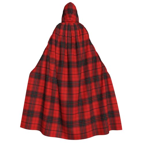 IPPONGET Unisex Kapuzenumhang mit Karomuster, für Erwachsene, für Halloween, Cosplay, Renaissance, Messen, Rot und Schwarz von IPPONGET