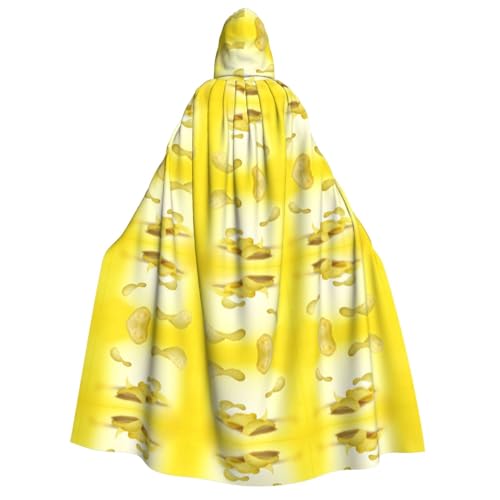 IPPONGET Unisex Kapuzenumhang mit Kartoffelchips-Aufdruck, für Erwachsene, für Halloween, Cosplay, Renaissance-Messen, mit Kapuze von IPPONGET