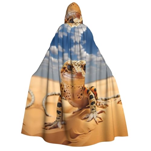 IPPONGET Unisex Kapuzenumhang mit Leopardenmuster und Gecko-Druck, für Erwachsene, für Halloween, Cosplay, Renaissance-Messen, mit Kapuze von IPPONGET
