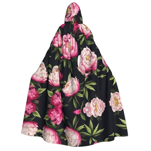 IPPONGET Unisex Kapuzenumhang mit Pfingstrosenblüten-Druck, für Erwachsene, für Halloween, Cosplay, Renaissance-Messen IPPONGET Unisex Kapuzenumhang mit Pfingstrosenblüten-Druck, für Erwachsene, für Halloween, Cosplay, Renaissance-Messen von IPPONGET
