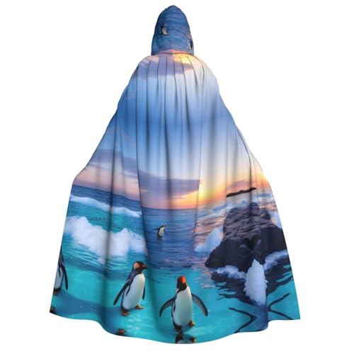 IPPONGET Unisex Kapuzenumhang mit Pinguin- und Meeresaufdruck, für Erwachsene, für Halloween, Cosplay, Renaissance-Messen von IPPONGET