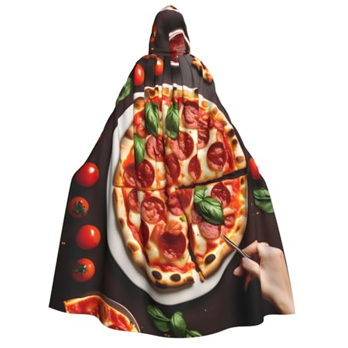 IPPONGET Unisex Kapuzenumhang mit Pizza-Aufdruck, für Erwachsene, für Halloween, Cosplay, Renaissance, Messen, mit Kapuze von IPPONGET