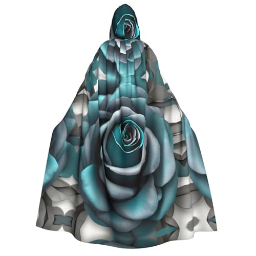 IPPONGET Unisex-Kapuzenumhang mit Rosen-Druck, für Erwachsene, für Halloween, Cosplay, Renaissance, Messen, Blaugrün IPPONGET Unisex-Kapuzenumhang mit Rosen-Druck, für Erwachsene, für Halloween, Cosplay, Renaissance, Messen, Blaugrün von IPPONGET