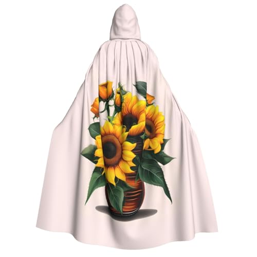 IPPONGET Unisex Kapuzenumhang mit Sonnenblumen- und Rosen-Aufdruck, für Erwachsene, für Halloween, Cosplay, Renaissance-Messen von IPPONGET