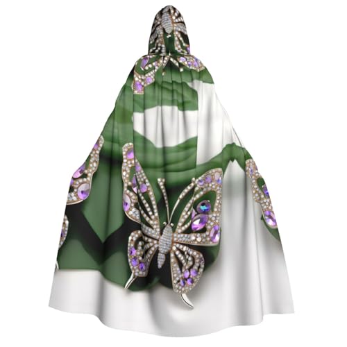 IPPONGET Unisex Kapuzenumhang mit Strass-Schmetterlings-Aufdruck, für Erwachsene, für Halloween, Cosplay, Renaissance-Messen, mit Kapuze von IPPONGET