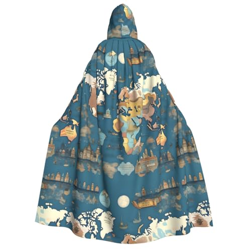 IPPONGET Unisex-Kapuzenumhang mit Weltkarten-Motiv, für Erwachsene, für Halloween, Cosplay, Renaissance-Messen IPPONGET Unisex-Kapuzenumhang mit Weltkarten-Motiv, für Erwachsene, für Halloween, Cosplay, Renaissance-Messen von IPPONGET