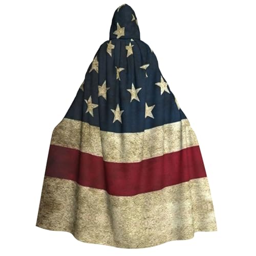 IPPONGET Unisex Kapuzenumhang mit amerikanischer Flagge, für Erwachsene, für Halloween, Cosplay, Renaissance, Messen, mit Kapuze von IPPONGET