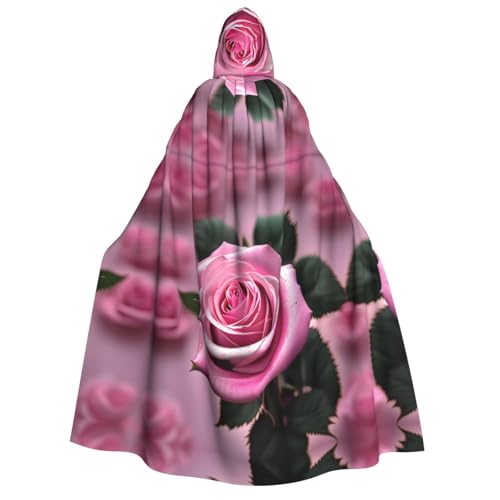 IPPONGET Unisex-Kapuzenumhang mit rosa und Rosen-Aufdruck, für Erwachsene, für Halloween, Cosplay, Renaissance-Messen, mit Kapuze IPPONGET Unisex-Kapuzenumhang mit rosa und Rosen-Aufdruck, für Erwachsene, für Halloween, Cosplay, Renaissance-Messen, mit Kapuze von IPPONGET