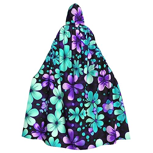 IPPONGET Violette und blaugrüne Blumen, Unisex, volle Länge, mit Kapuze, gruseliges Halloween-Kostüm, Zubehör, mittelalterlicher Hexen-Vampir IPPONGET Violette und blaugrüne Blumen, Unisex, volle Länge, mit Kapuze, gruseliges Halloween-Kostüm, Zubehör, mittelalterlicher Hexen-Vampir von IPPONGET