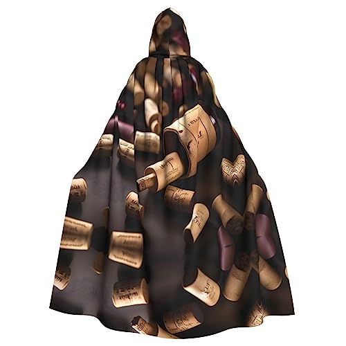 IPPONGET Weinflasche, Kork-Druck, Unisex, volle Länge, mit Kapuze, gruseliges Halloween-Kostüm, Zubehör, mittelalterliche Hexe, Vampir von IPPONGET