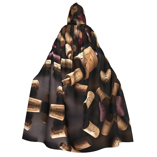 IPPONGET Weinflaschen-Kork-Druck, Unisex, Kapuzenumhang für Erwachsene, für Halloween, Cosplay, Renaissance-Messen, mit Kapuze von IPPONGET