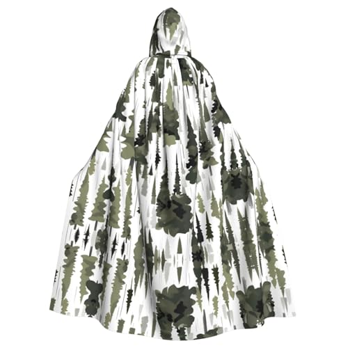 IPPONGET White Trees Camouflage-Muster, Unisex, volle Länge, mit Kapuze, gruseliges Halloween-Kostüm, Zubehör, mittelalterliche Hexe, Vampir von IPPONGET