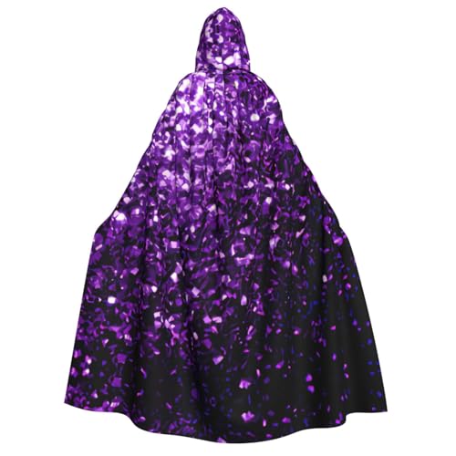 IPPONGET Wunderschöner violetter Glitzer-Druck, Unisex, Kapuzenumhang für Erwachsene, für Halloween, Cosplay, Renaissance-Messen mit Kapuze von IPPONGET