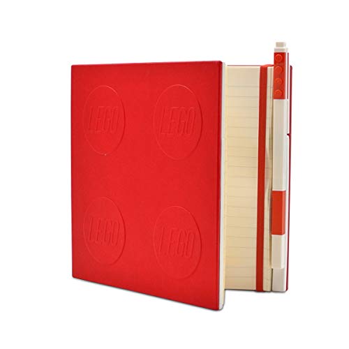 IQ LEGO Stationary Locking Notebook - Schreibwaren Notizbuch mit Gelstift - Notizbuch mit 352 quadratischen Papierseiten und Gelschreiber - Rot von IQ