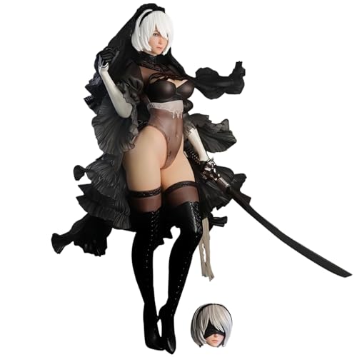 IQITOYS 32 cm 2B Actionfigur 2B Yorha Anime Figur austauschbare Köpfe Modell Statue Desktop Dekoration PVC Material Geschenk für Fans von IQITOYS