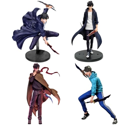 IQITOYS Four Styles Sung Jin Woo Figur Sung Jin Woo Anime Figur, cooles Modell, Statue, Desktop-Dekoration, PVC-Material, Geschenk für Fans (4 Stück) von IQITOYS