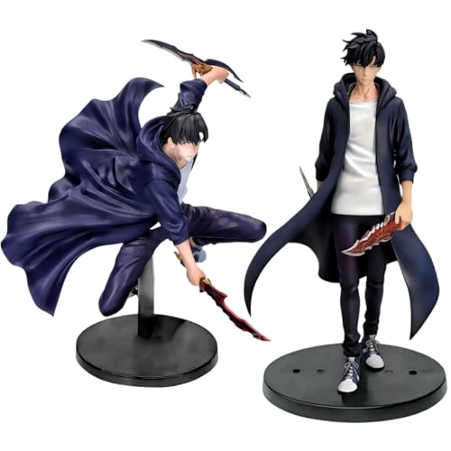 IQITOYS Four Styles Sung Jin Woo Figur Sung Jin Woo Anime Figur Cool Model Statue Desktop Dekoration PVC Material Geschenk für Fans (Kampfhaltung + Stehhaltung) von IQITOYS