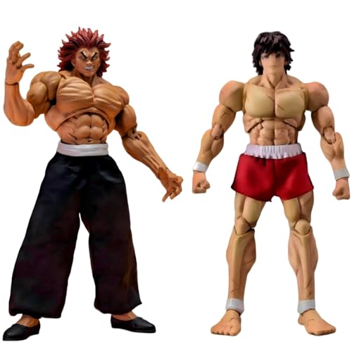IQITOYS Hanma Baki/Hanma Yujiro Figur, Baki Anime-Figur, bewegliches und austauschbares Zubehör, Modellstatue, Desktop-Dekoration, PVC-Material, Geschenk für Fans (Hanma Yujiro + Hanma Baki) von IQITOYS