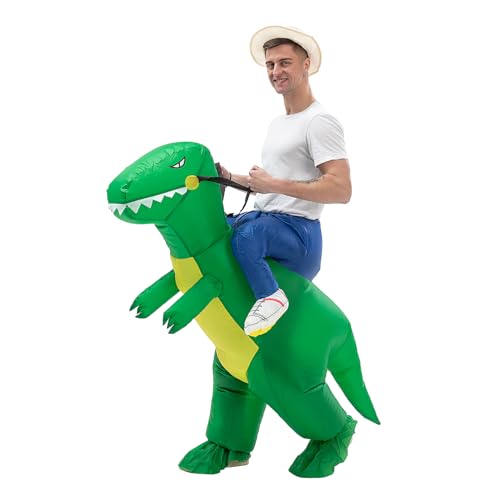 IRETG Dinosaurier Aufblasbares Kostüm Erwachsene Lustige Aufblasbare Dinosaurier Kostüme Halloween Verkleidung für Lehrer Schulparty, Green Dino (Green Dino) von IRETG