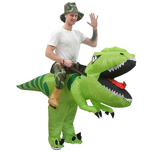 IRETG Dinosaurier Aufblasbares Kostüm Erwachsene Lustige Aufblasbare Dinosaurier Kostüme Halloween Verkleidung für Lehrer Schulparty von IRETG