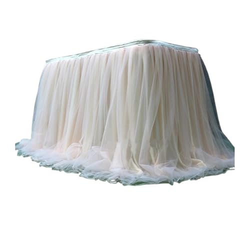 IRGVJIFR Tischrock 100 x75cm Flauschigen Garn Tisch Rock Net Gaze Plissee Tisch Rock Feier Party Decor Mesh Gaze Tisch Dekoration(Champagne,100x75cm) von IRGVJIFR