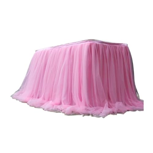 IRGVJIFR Tischrock 100 x75cm Flauschigen Garn Tisch Rock Net Gaze Plissee Tisch Rock Feier Party Decor Mesh Gaze Tisch Dekoration(Pink,100x75cm) von IRGVJIFR