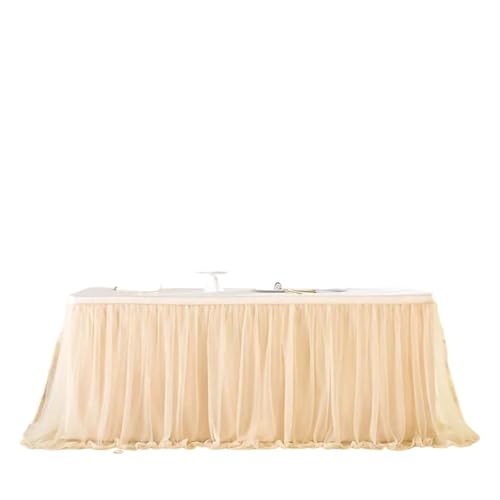 IRGVJIFR Tischrock 6/9/14FT Tischröcke Geburtstag Tüll Tischrock Hochzeit Party Tutu Tüll Tischrock Hochzeit Party Home Decor(Champagne,14FT 77x427cm) von IRGVJIFR