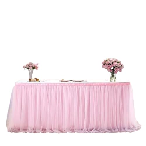 IRGVJIFR Tischrock 6/9/14FT Tischröcke Geburtstag Tüll Tischrock Hochzeit Party Tutu Tüll Tischrock Hochzeit Party Home Decor(Pink,6FT 77x183cm) von IRGVJIFR