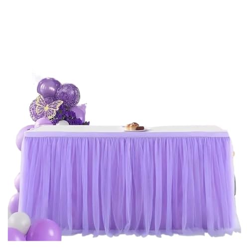 IRGVJIFR Tischrock 6/9/14FT Tischröcke Geburtstag Tüll Tischrock Hochzeit Party Tutu Tüll Tischrock Hochzeit Party Home Decor(Purple,6FT 77x183cm) von IRGVJIFR