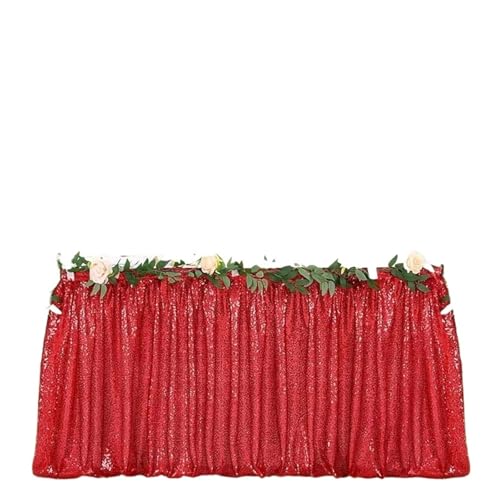 IRGVJIFR Tischrock Pailletten-Tischrock, Tisch-Flash-Tuch, Geburtstagsparty-Dekor, Hochzeit, Festival, Event, rechteckig, Glitzer-Tischröcke, Dekoration(Beige,14FT 70x426cm) von IRGVJIFR