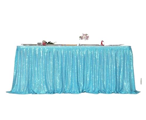 IRGVJIFR Tischrock Pailletten-Tischrock, Tisch-Flash-Tuch, Geburtstagsparty-Dekor, Hochzeit, Festival, Event, rechteckig, Glitzer-Tischröcke, Dekoration(Deep Blue,6FT 70x183cm) von IRGVJIFR