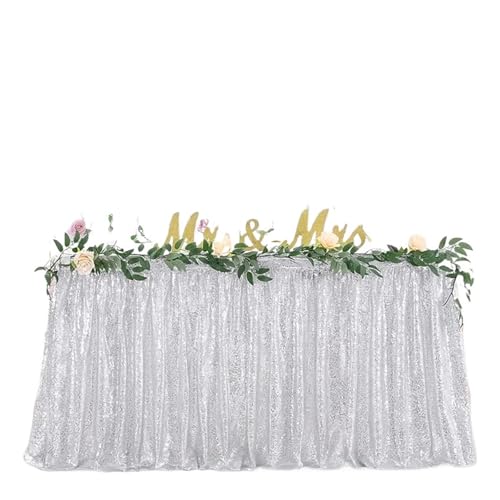 IRGVJIFR Tischrock Pailletten-Tischrock, Tisch-Flash-Tuch, Geburtstagsparty-Dekor, Hochzeit, Festival, Event, rechteckig, Glitzer-Tischröcke, Dekoration(Orange,6FT 70x183cm) von IRGVJIFR
