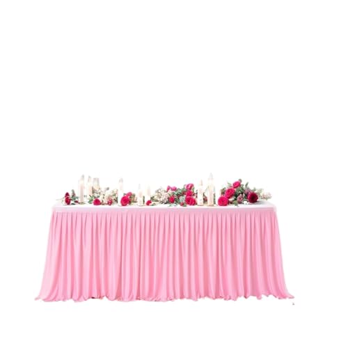 IRGVJIFR Tischrock Party Tisch Rock Geburtstag Dessert Tischdecke Abdeckung Hochzeit Dekorationen Baby Dusche Hotel Display Geschenk Esstischdecke(Pink,9FT 78X275CM) von IRGVJIFR