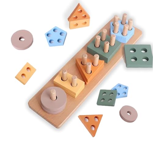 IRILXGAY Montessori Spielzeug, Stapel und Klassifizierung von Spielzeug, Farbiges Holz AktivitäTs und Entwicklungsspielzeug, FrüHentwicklung und AktivitäTsspielzeug für Kleinkinder von IRILXGAY