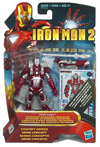 IRON MAN 2 - Concept Series - Figur #13 - Inferno Mission Armor Iron Man - Snap-On Missile Launcher - mit 3 Armor Cards - 4 inch (ca. 10cm) von Marvel