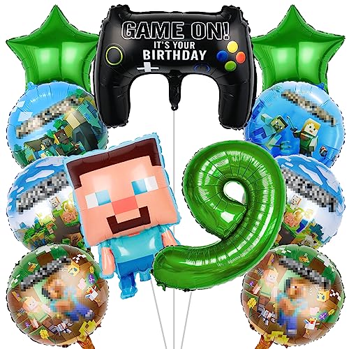 IRONIUM 11 Stück Pixe Geburtstagsdeko 9 Jahre Jungen, Videospiel Luftballon Set Deko Geburtstag, Game Player Ballon Set für Kindergeburtstag Party (9) von IRONIUM
