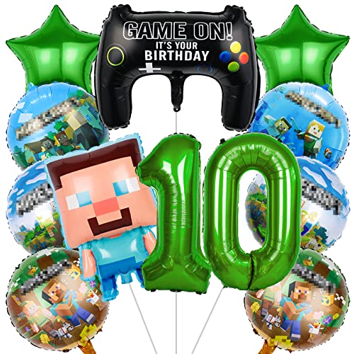 IRONIUM 11 Stück Pixe Geburtstagsdeko 10 Jahre Jungen, Videospiel Luftballon Set Deko Geburtstag, Game Player Ballon Set für Kindergeburtstag Party (10) von IRONIUM