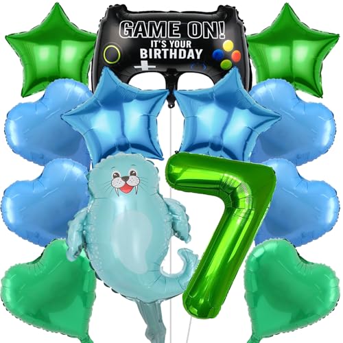 IRONIUM 13 Stück Pixe Geburtstagsdeko 7 Jahre Jungen, Videospiel Luftballon Set Deko Geburtstag, Game Player Ballon Set für Kindergeburtstag Party (7) von IRONIUM