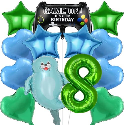 IRONIUM 13 Stück Pixe Geburtstagsdeko 8 Jahre Jungen, Videospiel Luftballon Set Deko Geburtstag, Game Player Ballon Set für Kindergeburtstag Party (8) von IRONIUM