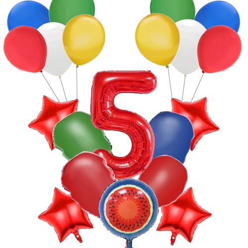 IRONIUM 20 Stück Luftballons Geburtstag Set 5 Jahre Junge, Geburtstagsdeko Folienballon, Geburtstag Party Deko Ballons Set für Kinder (5) von IRONIUM