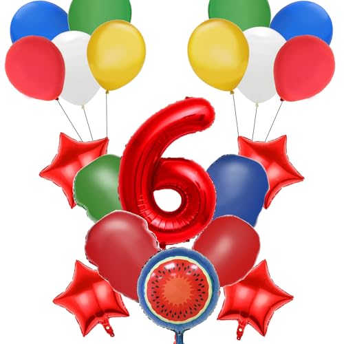 IRONIUM 20 Stück Luftballons Geburtstag Set 6 Jahre Junge, Geburtstagsdeko Folienballon, Geburtstag Party Deko Ballons Set für Kinder (6) von IRONIUM