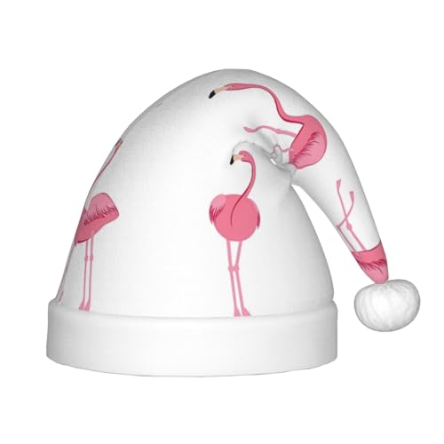 IRSHI Flamingos auf weißem Weihnachtsmannhut für Kinder, lustige und festliche Partykleidung für Weihnachten, Neujahr und festliche Feiertagsfeiern von IRSHI